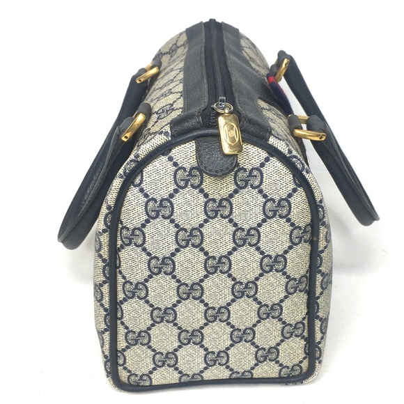 Authentic GUCCI Boston satchel bag navy grey monogram coated canvas - Picture 6 of 15